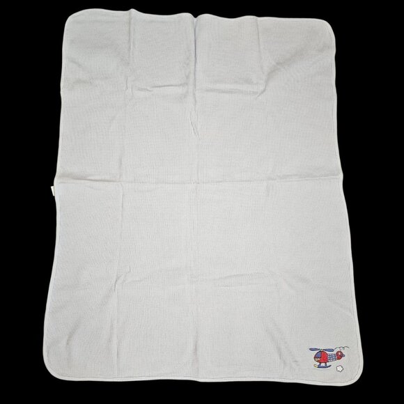 VTG Circo Blue Baby Blanket Helicopter Thermal Embroidered Boy Y2K 2000s Waffle - Picture 5 of 9